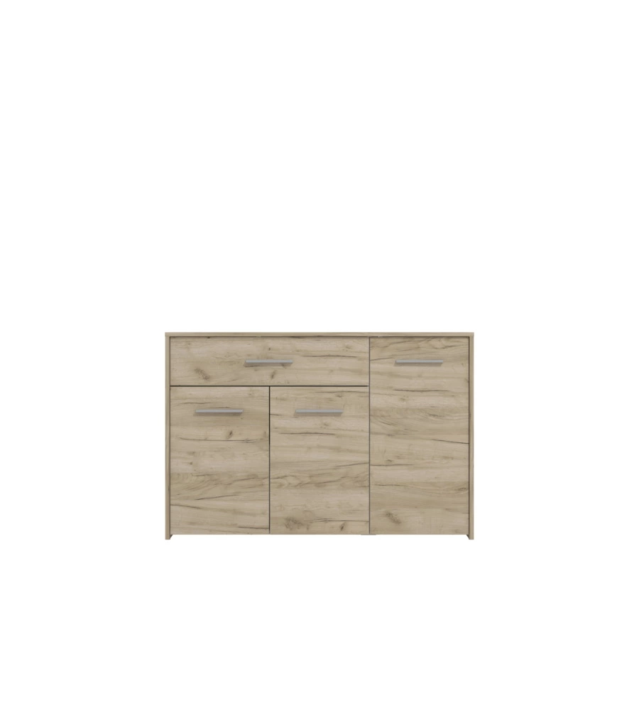 Credenza "girona" 3 ante e 1 cassetto quercia, 119x33x80,5 cm